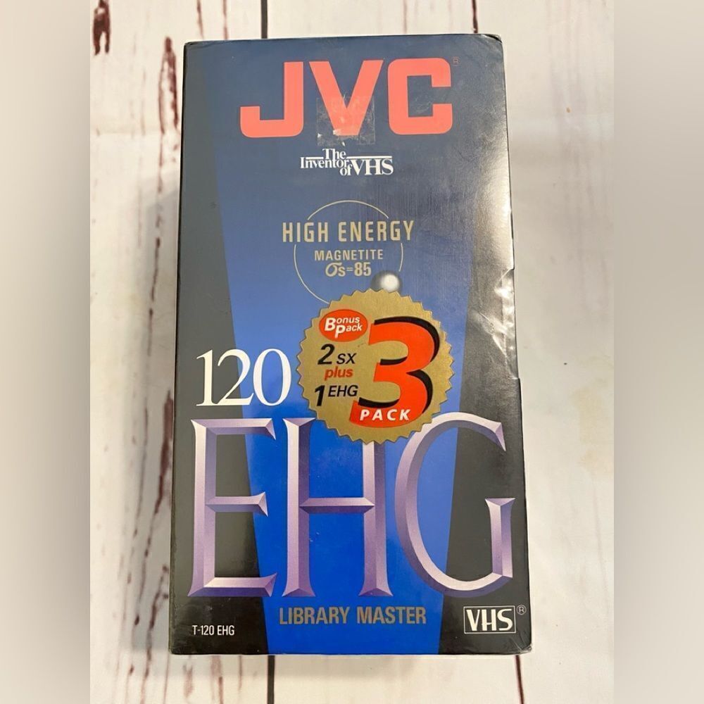 JVC VHS Blsnk Video Tapes (1) T-120 EHG, (2) T-120 SX, ( 3-Pack ) New Sealed